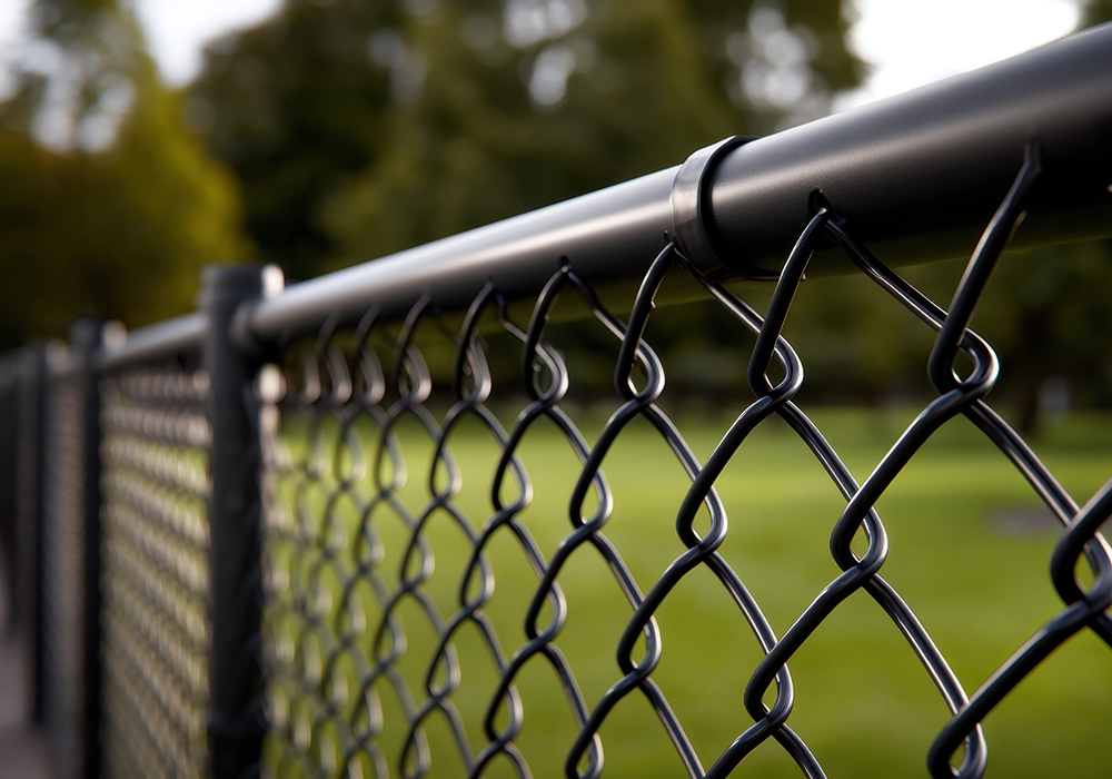 New black chain link fence black metal fence chain link park fence metal mesh tubular rail outdoor barrier protective fence